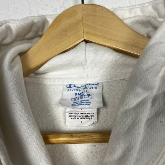 Champion Reverse Weave Hoodie Sweatshirt White Small Sportswear Streetwear - Picture 5 of 5